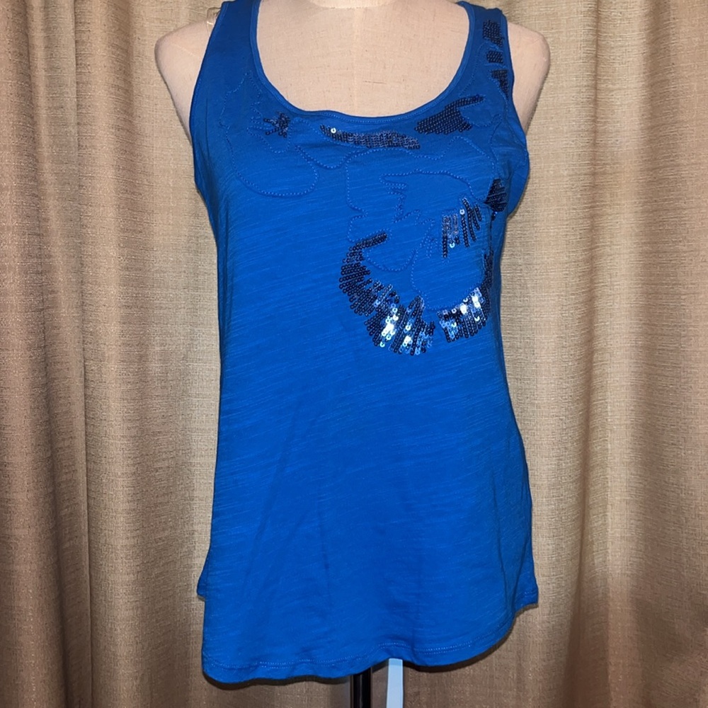 Jones New York Sport Women’s Medium Blue Tank Top with Sequin Accents NWT